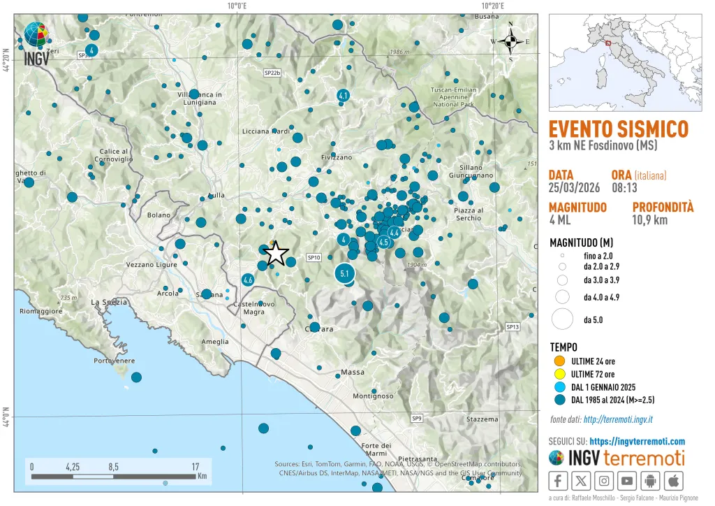 terremoto toscana oggi