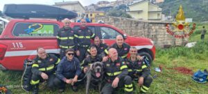 vigili del fuoco cane recuperato