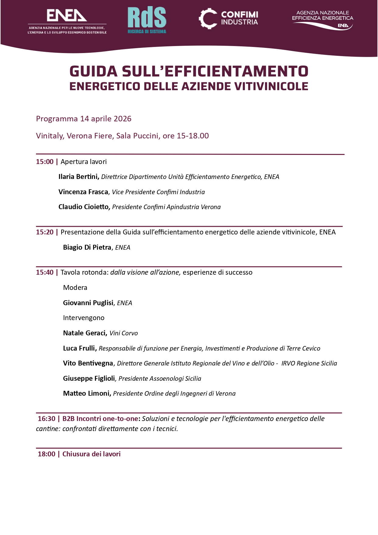 Programma Vinitaly ENEA