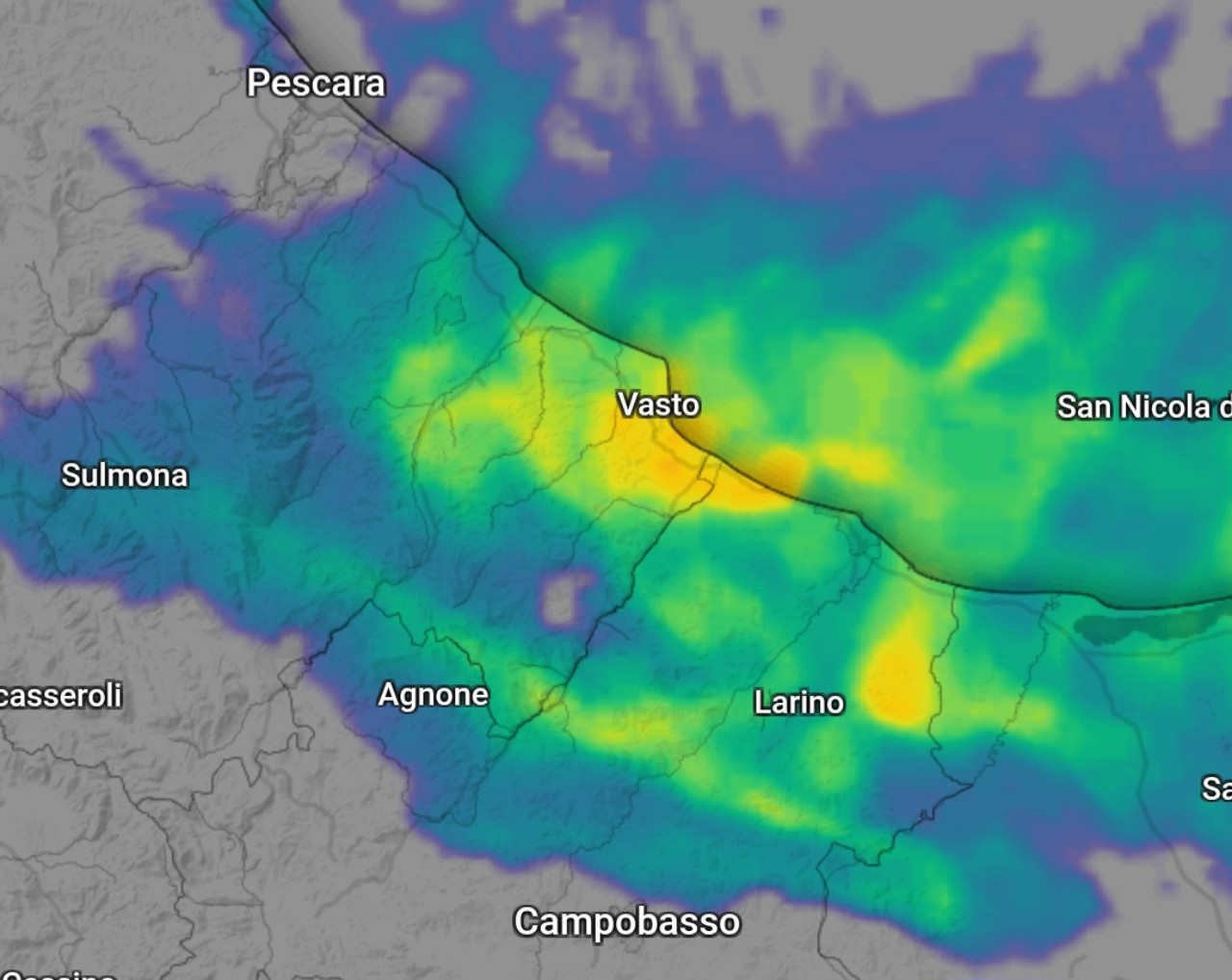 Radar meteo Abruzzo e Molise 15 aprile 