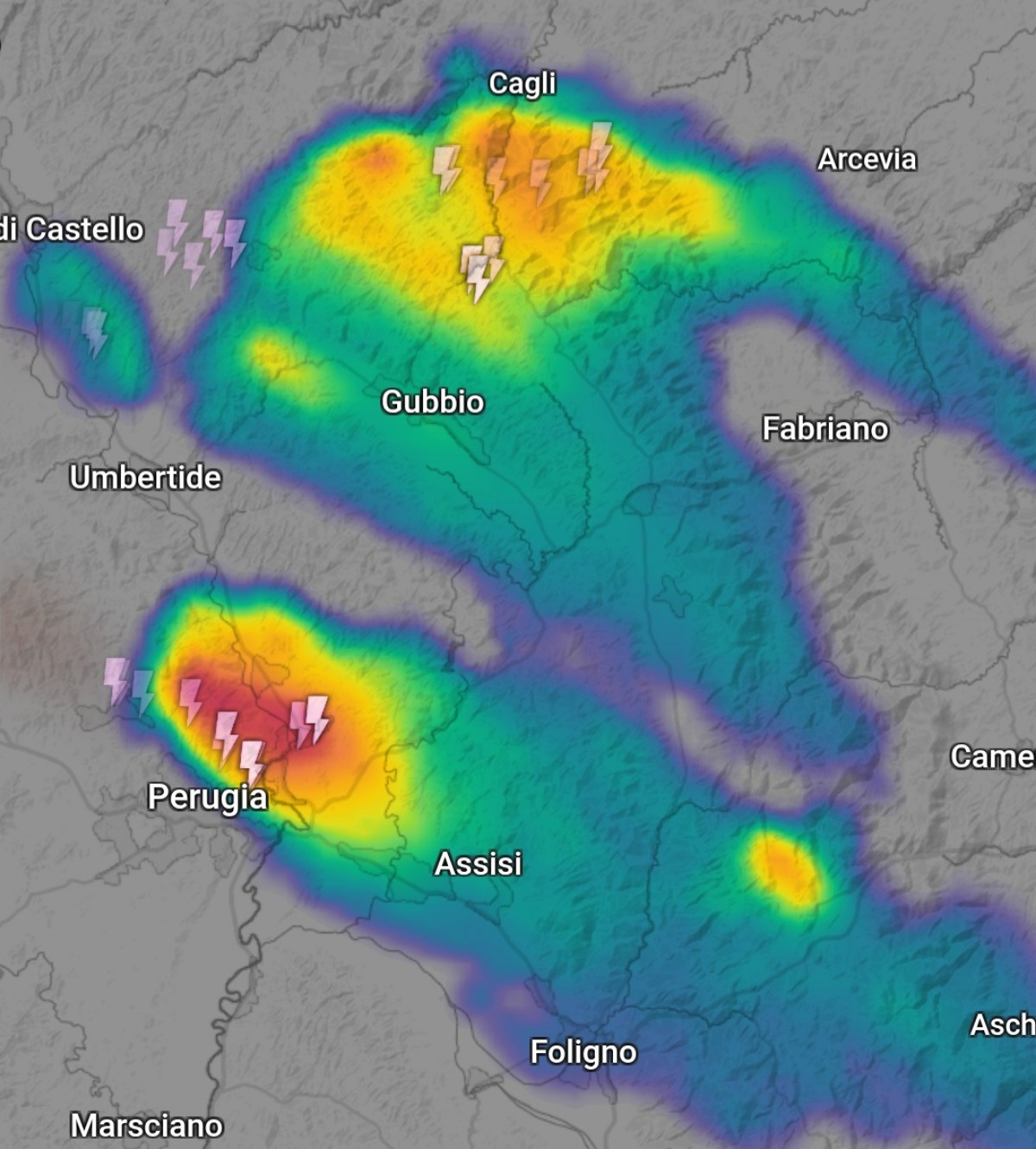 Radar meteo Umbria 20 aprile 
