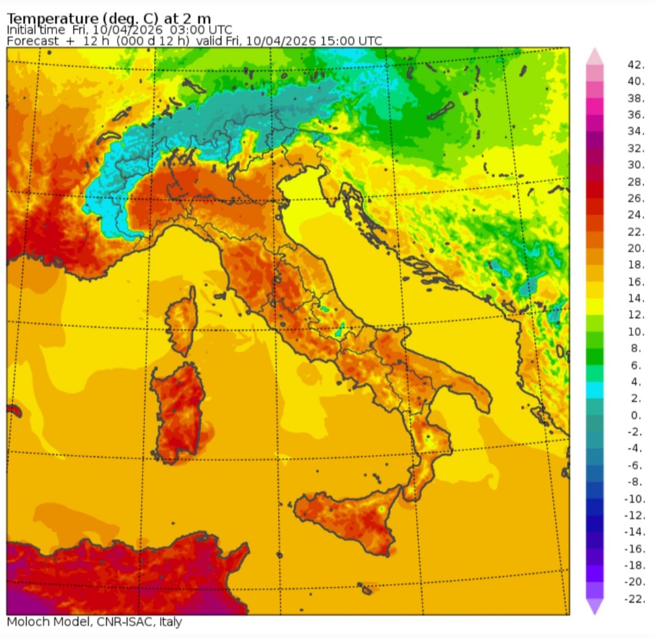 Temperature massime 10 aprile
