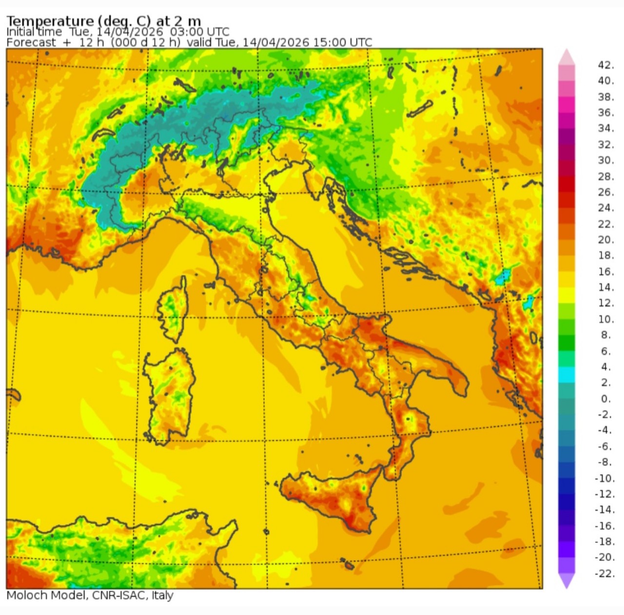 Temperature massime 14 aprile