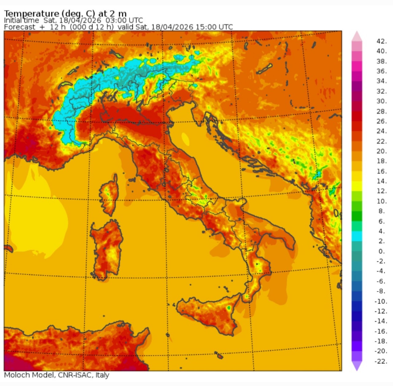 Temperature massime 18 aprile 