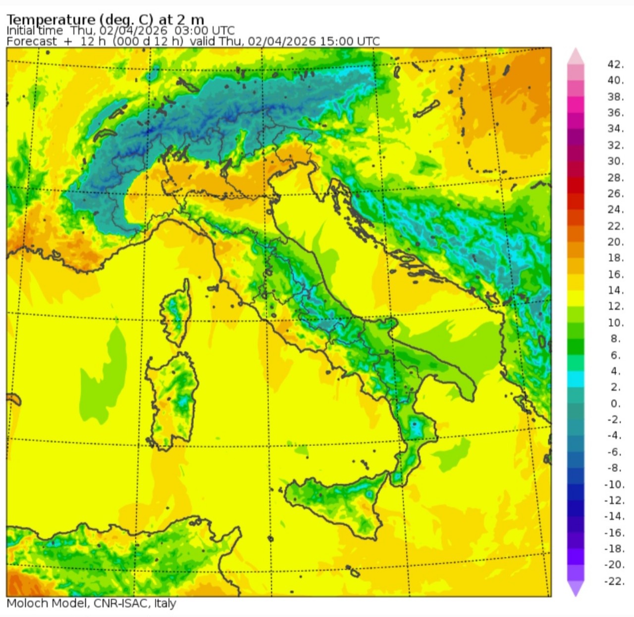 Temperature massime 2 aprile