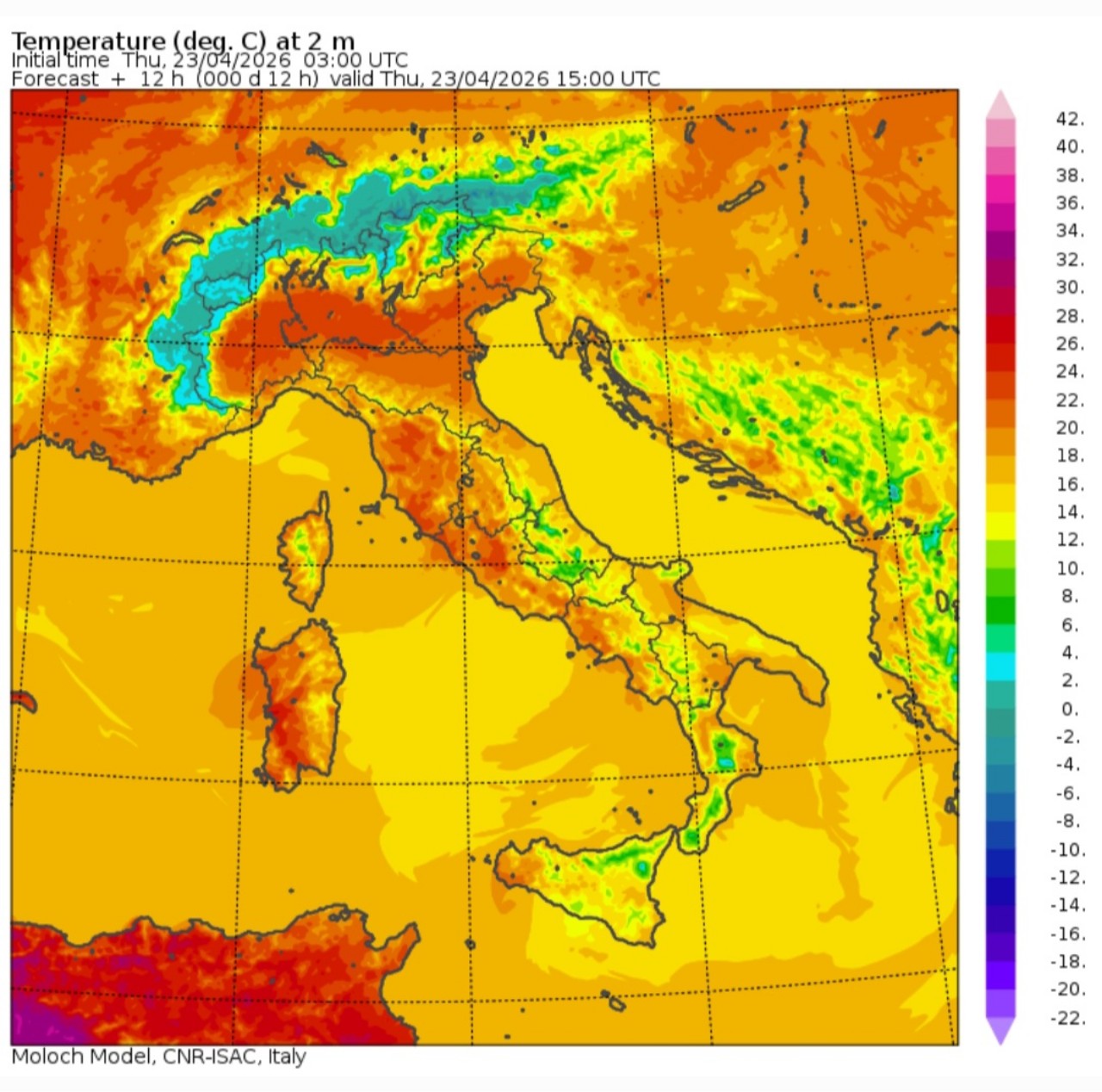 Temperature massime 23 aprile