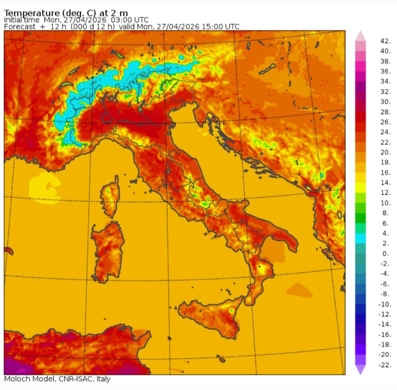 Temperature massime 27 aprile
