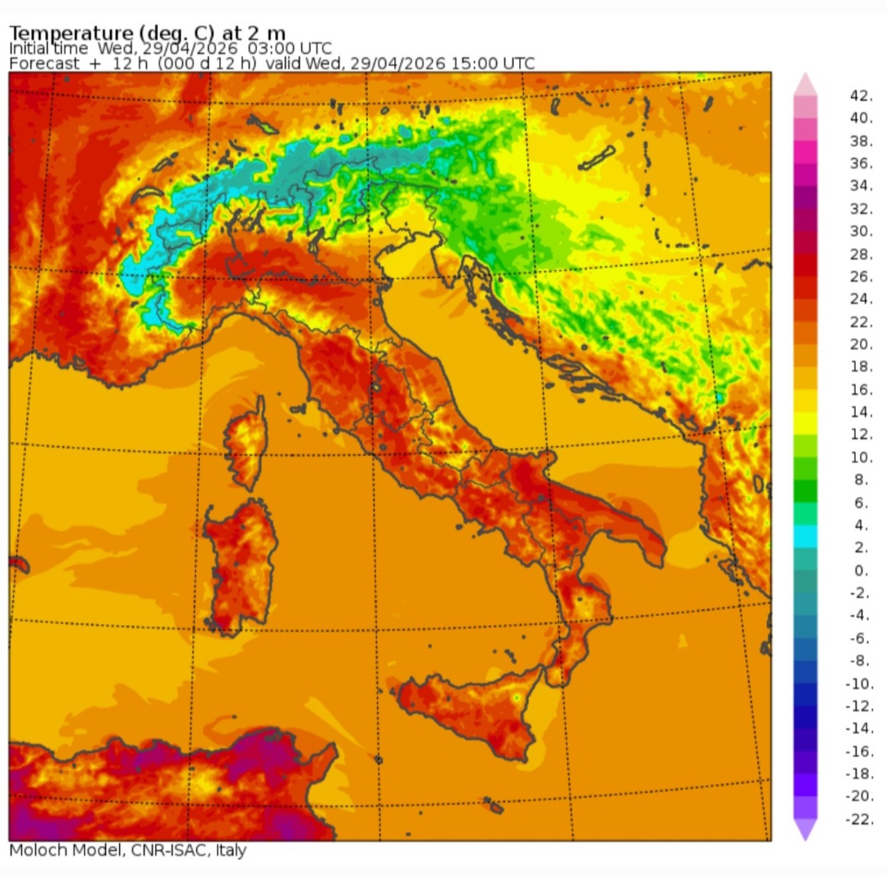 Temperature massime 29 aprile