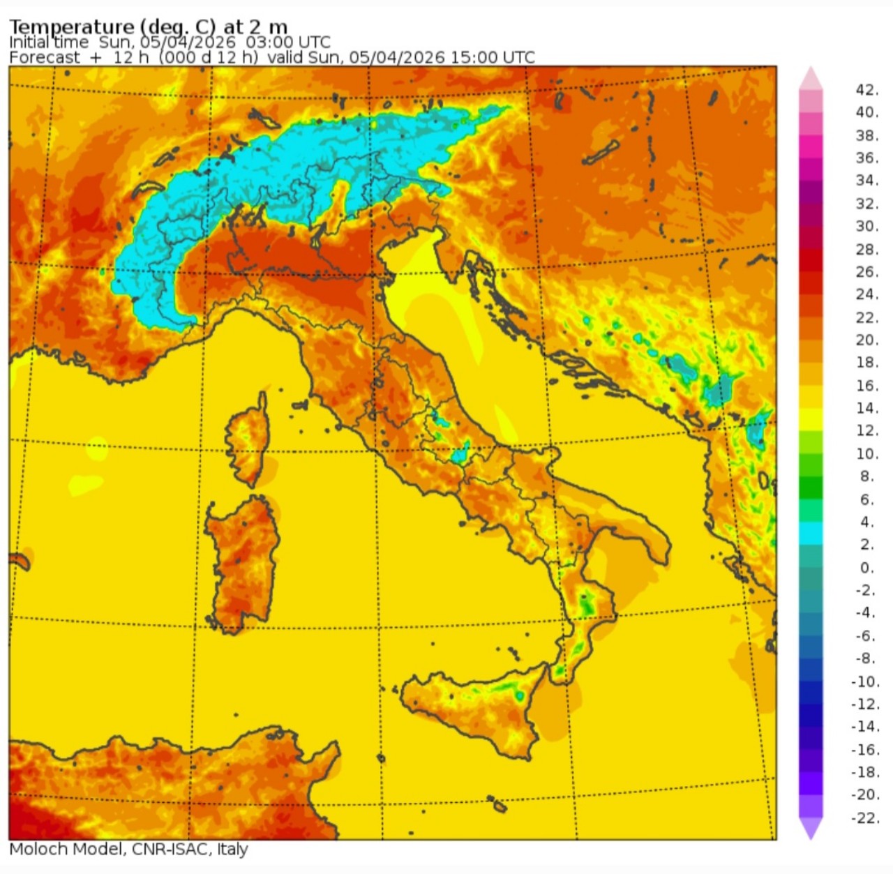 Temperature massime 5 aprile 