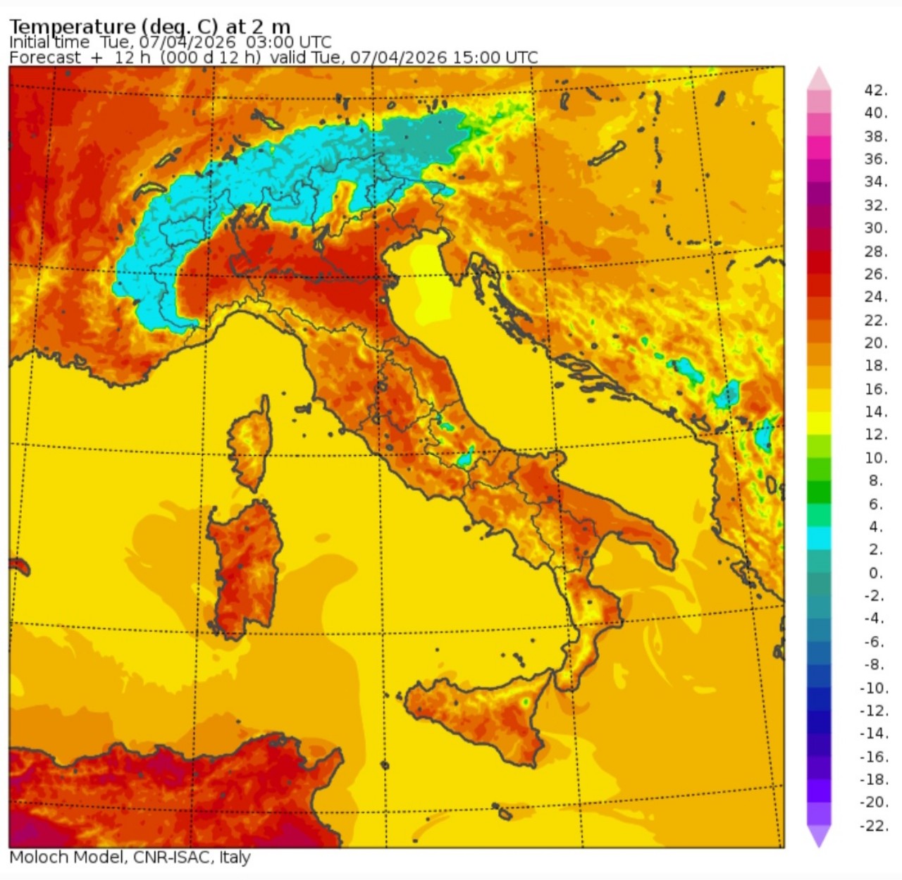 Temperature massime 7 aprile