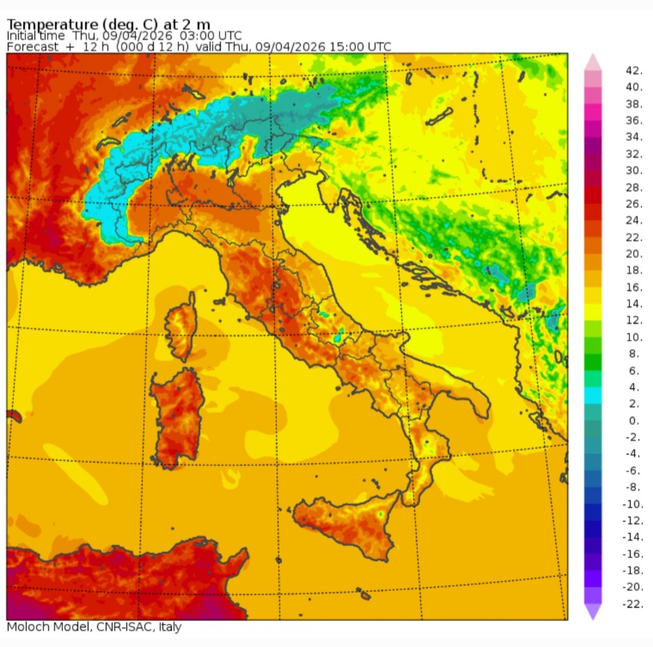 Temperature massime 9 aprile