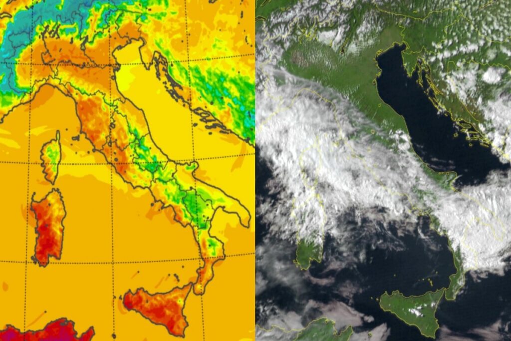 Temperature massime e satellite 22 aprile