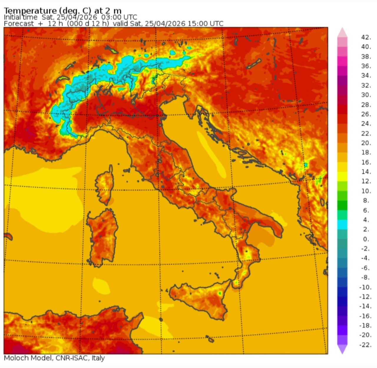 Temperature massime 25 aprile