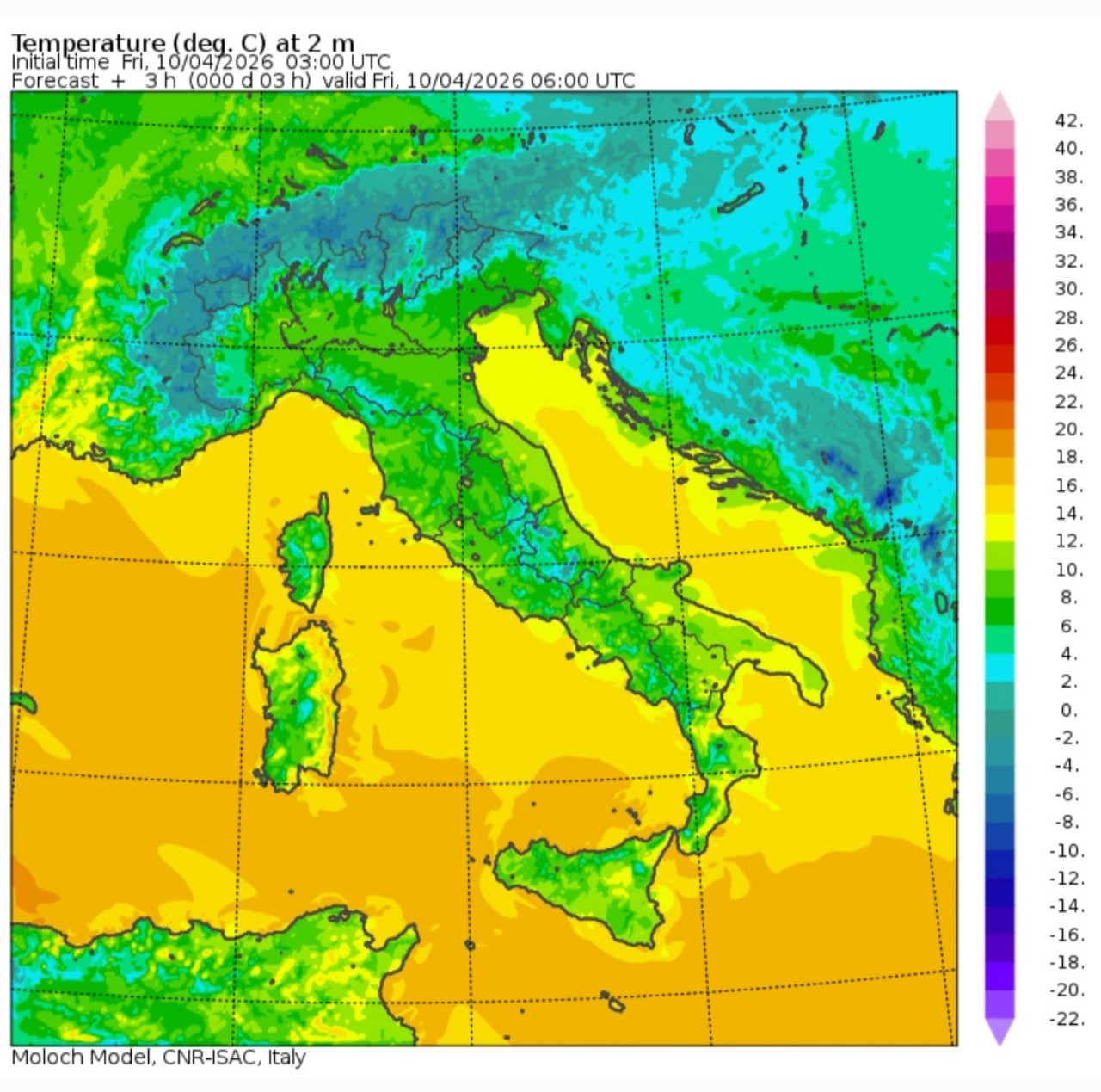 Temperature minime 10 aprile