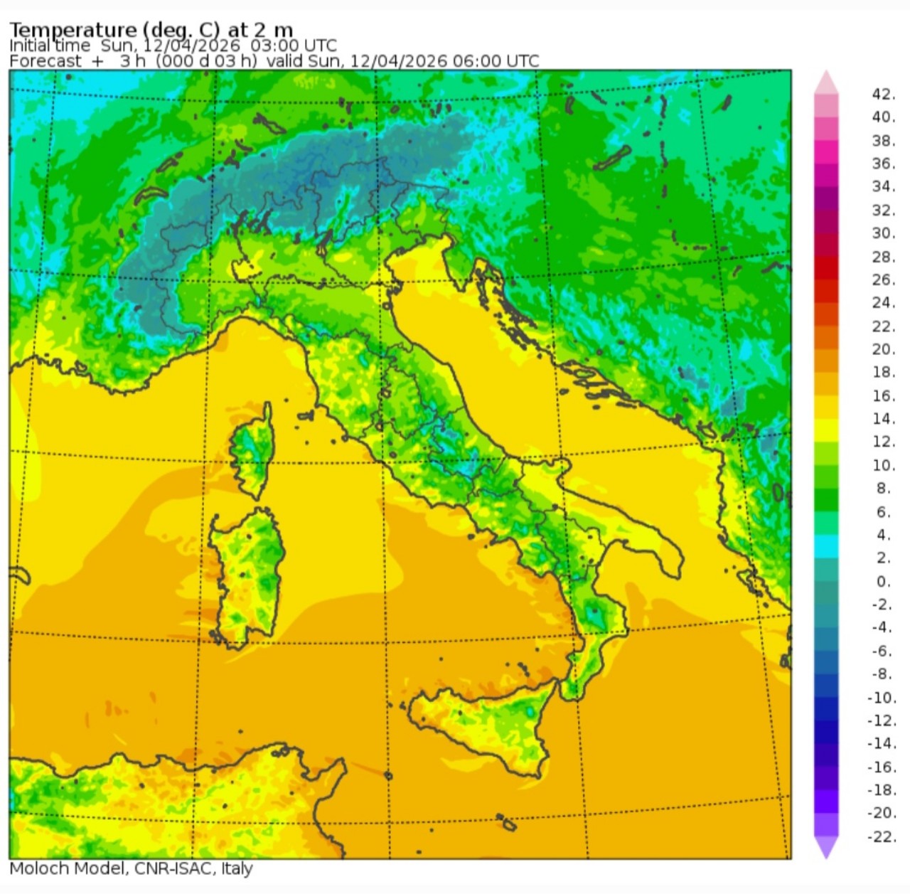 Temperature minime 12 aprile