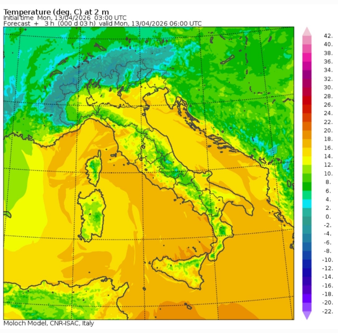 Temperature minime 13 aprile