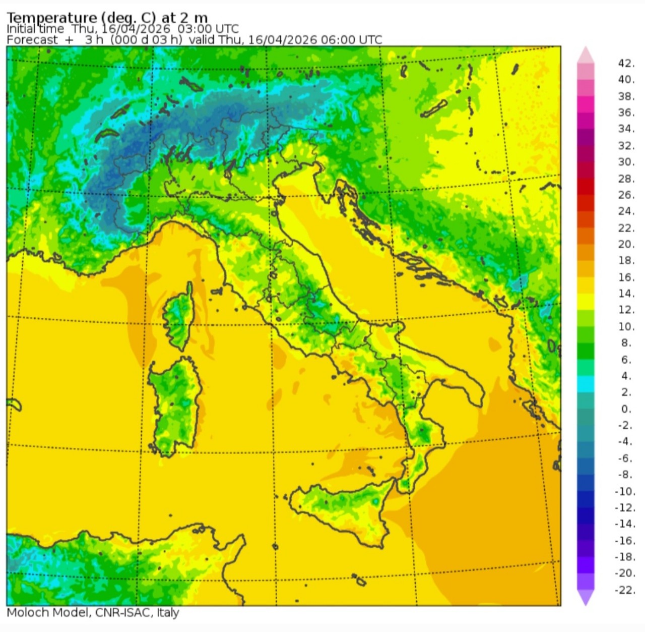 Temperature minime 16 aprile 