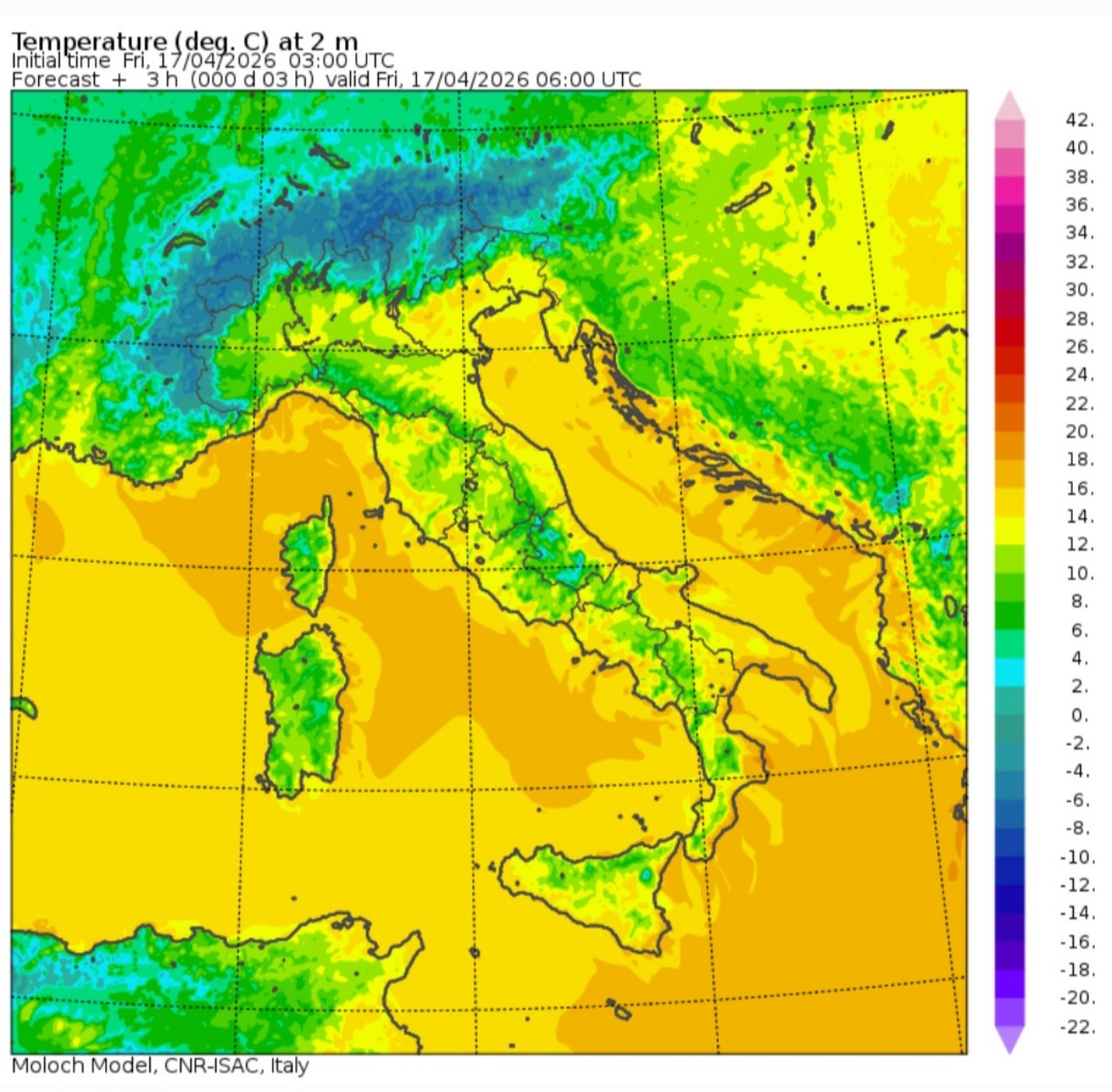 Temperature minime 17 aprile 