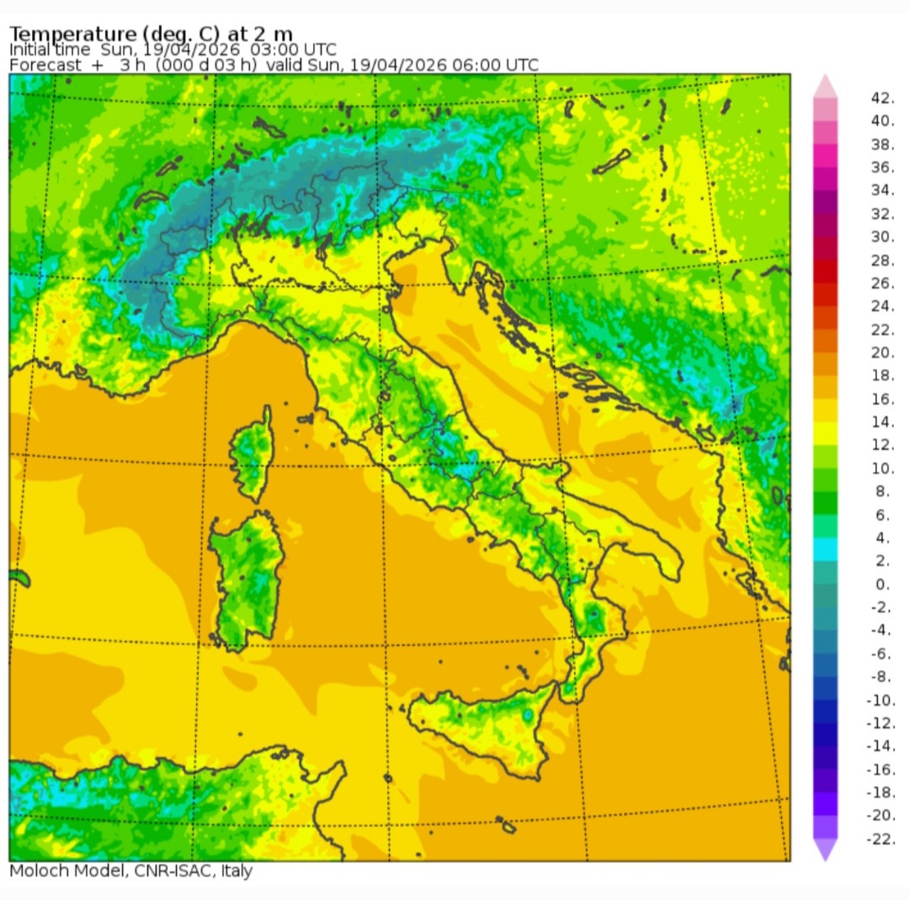 Temperature minime 19 aprile 