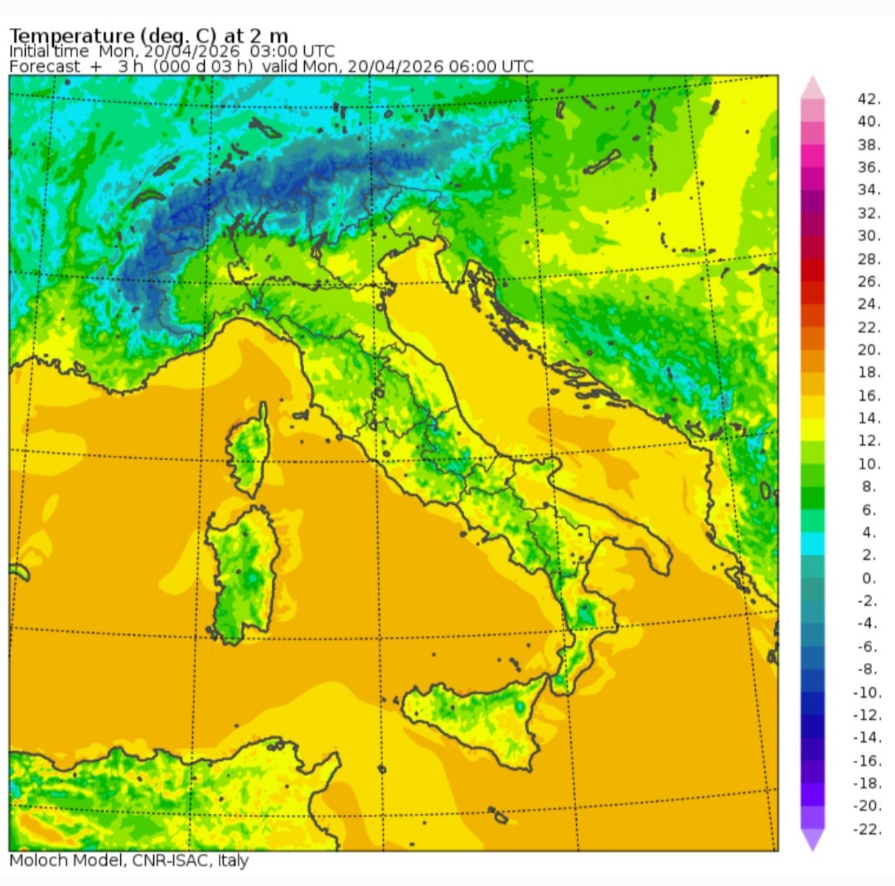 Temperature minime 20 aprile 