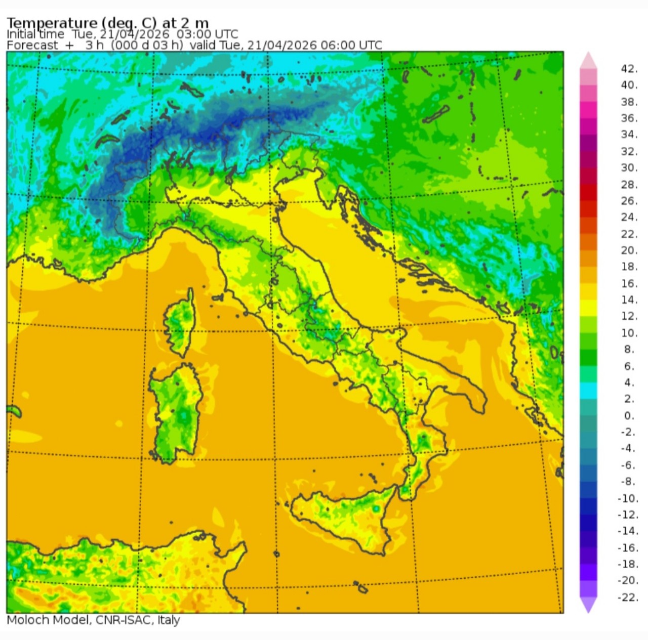 Temperature minime 21 aprile 