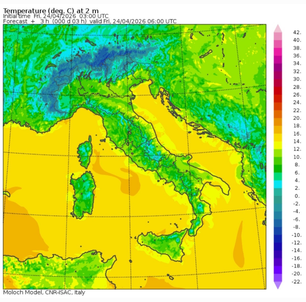 Temperature minime 24 aprile 