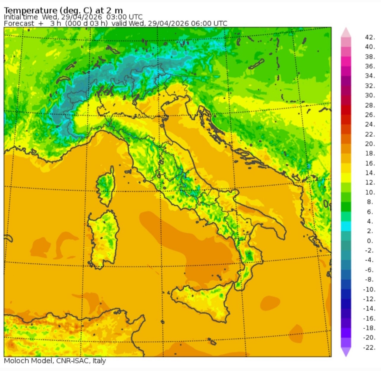 Temperature minime 29 aprile