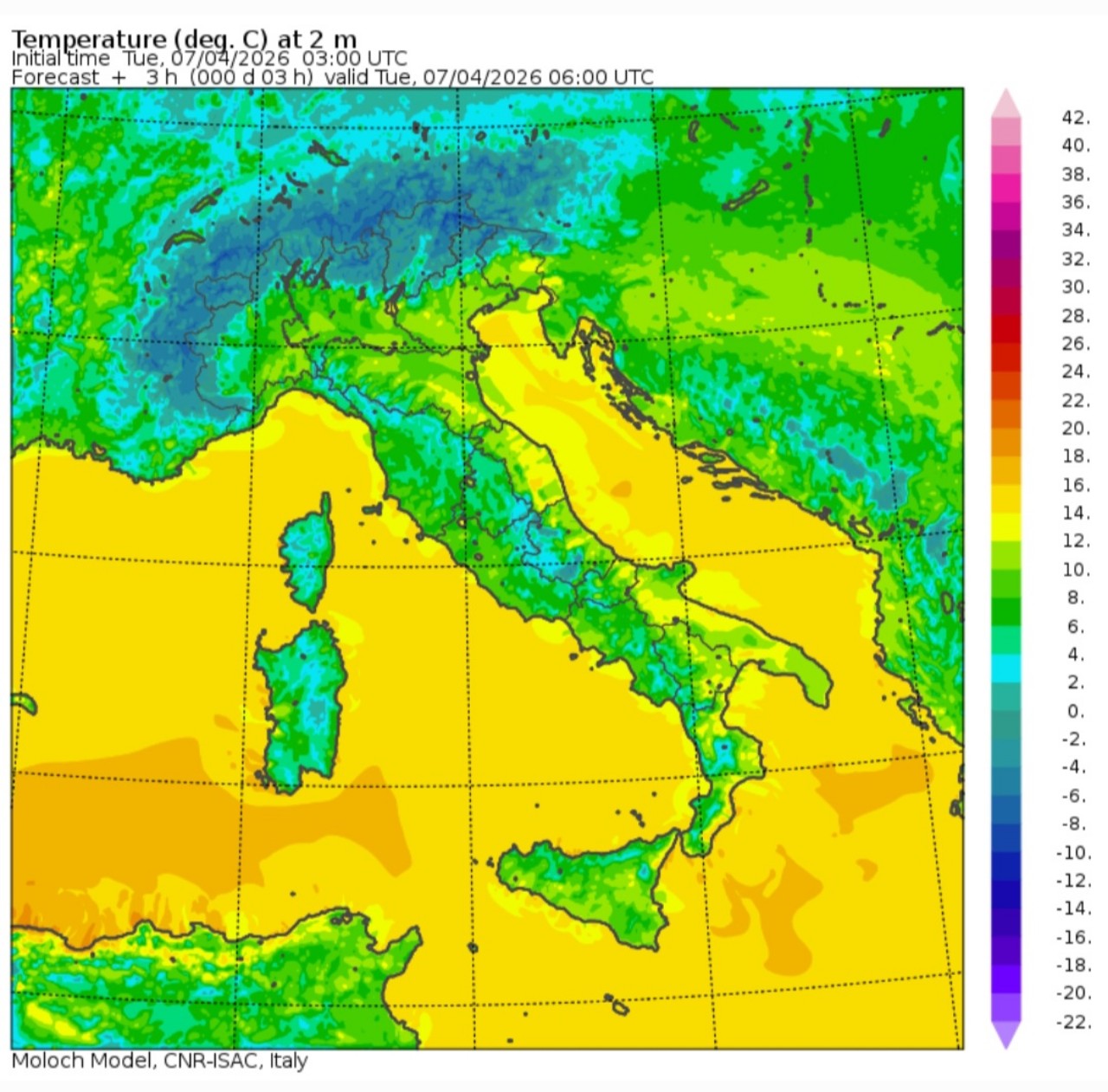 Temperature minime 7 aprile