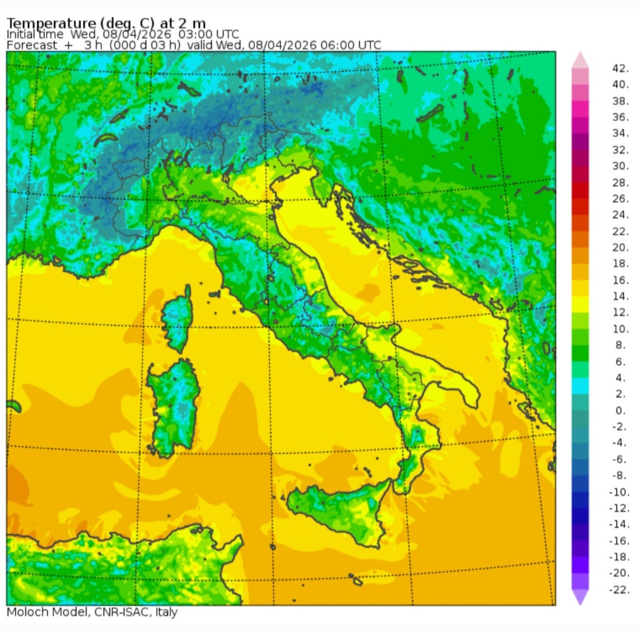 Temperature minime 8 aprile