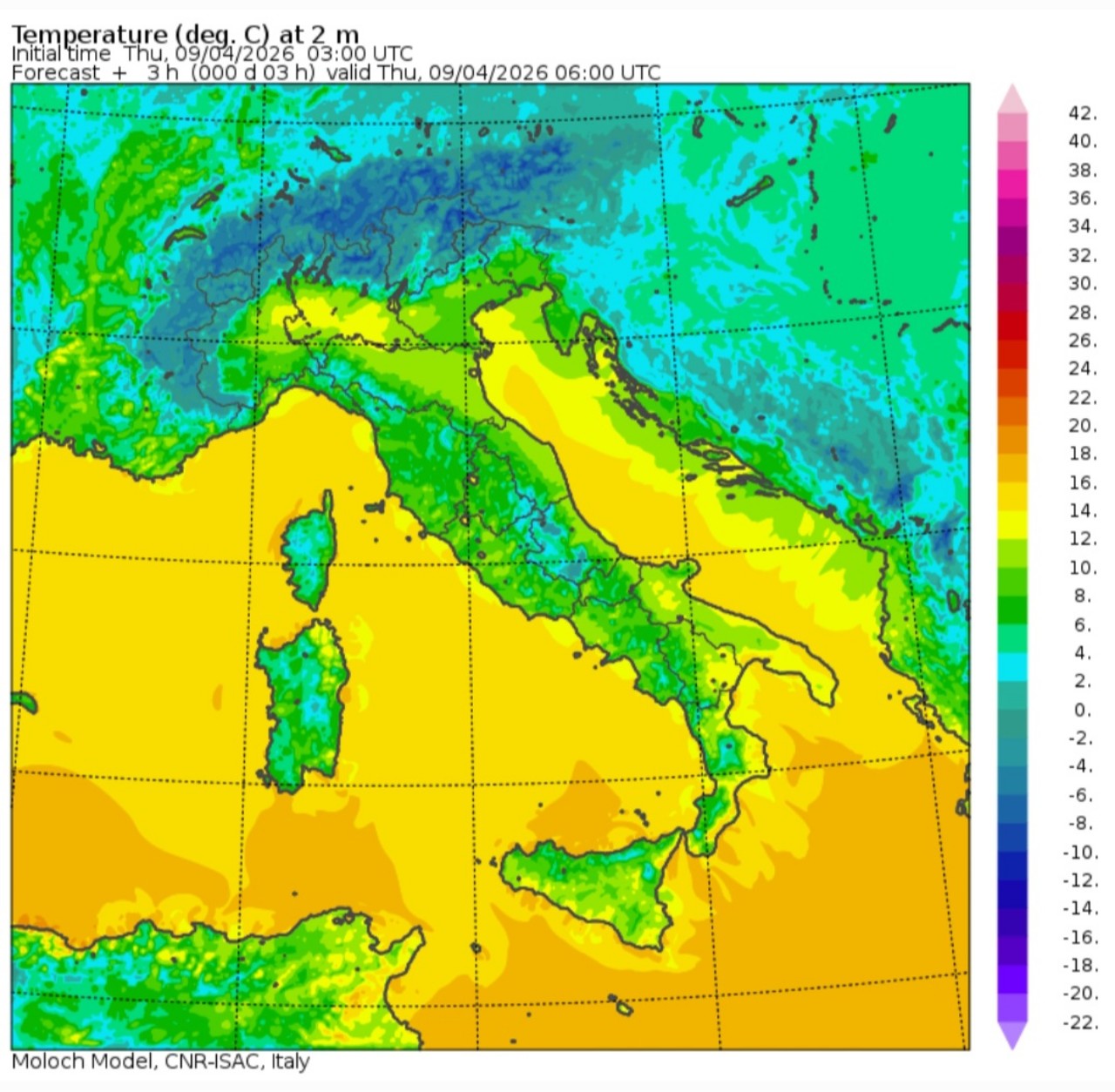 Temperature minime 9 aprile