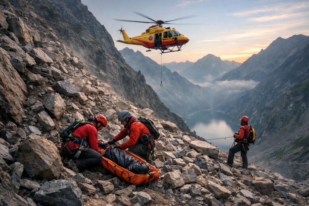 incidente montagna scarica sassi