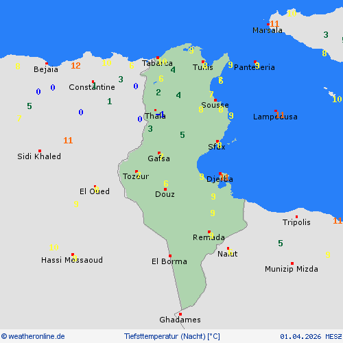 temperature tunisia oggi