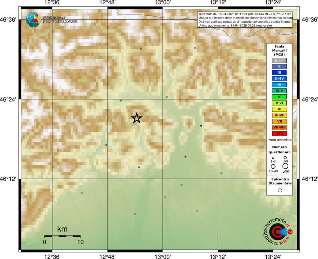 terremoto oggi friuli venezia giulia udine preone tolmezzo
