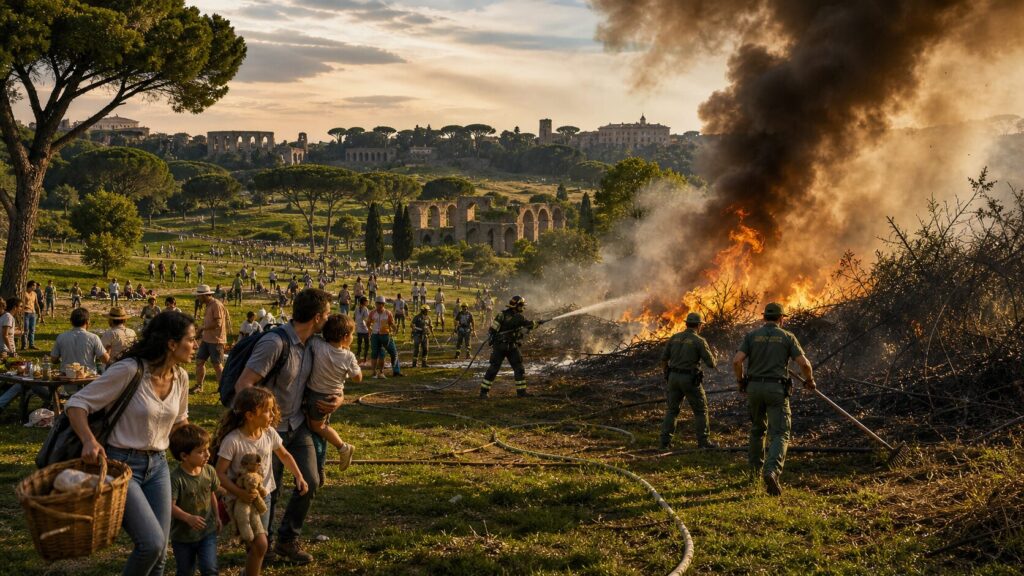 Parco della Caffarella incendio