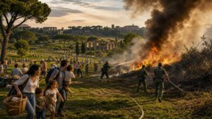Parco della Caffarella incendio