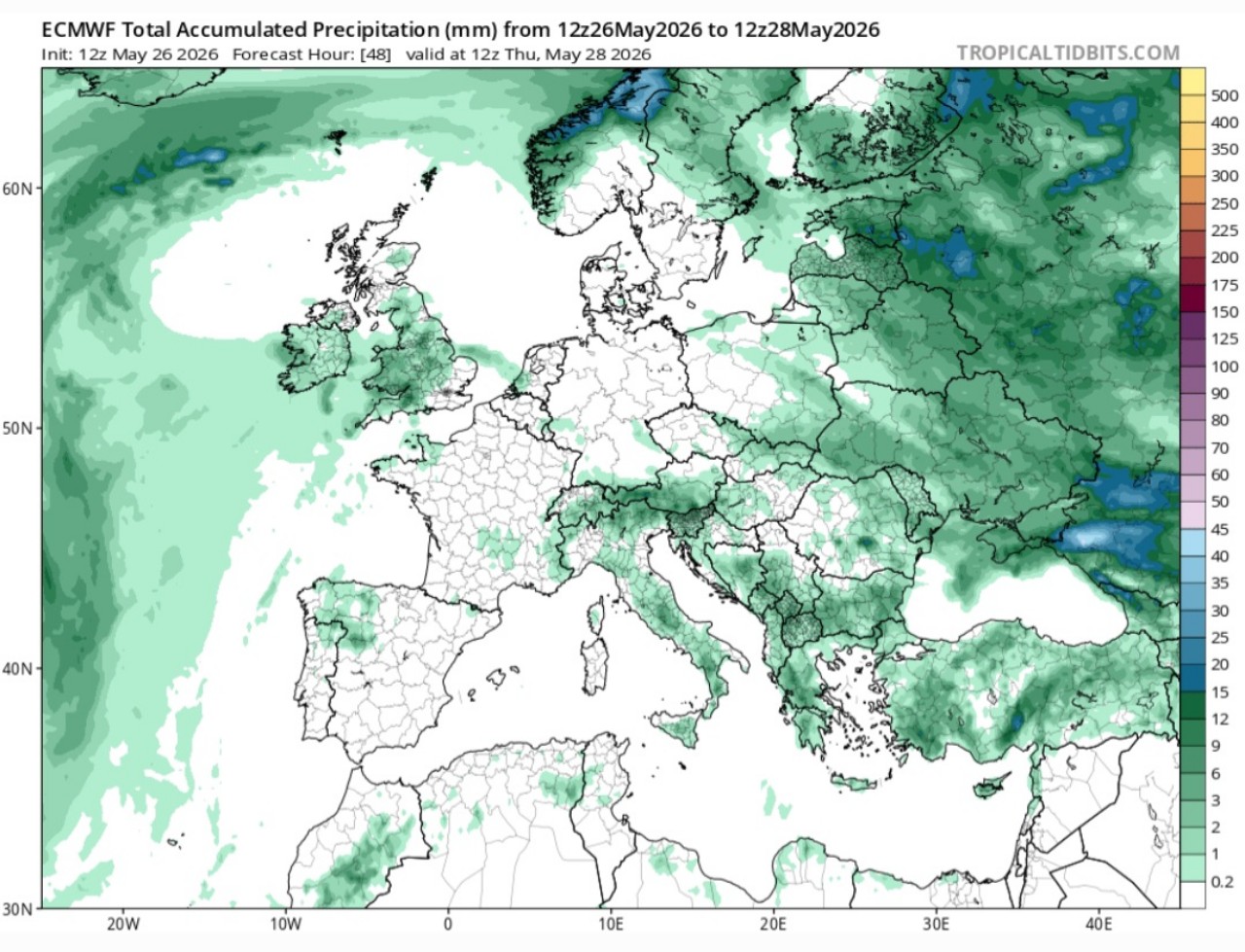 Precipitazioni Europa est e ovest