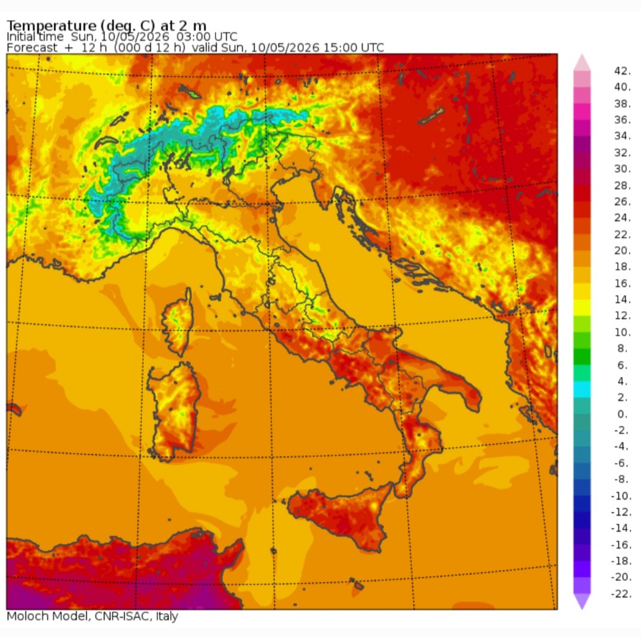 Temperature massime 10 maggio