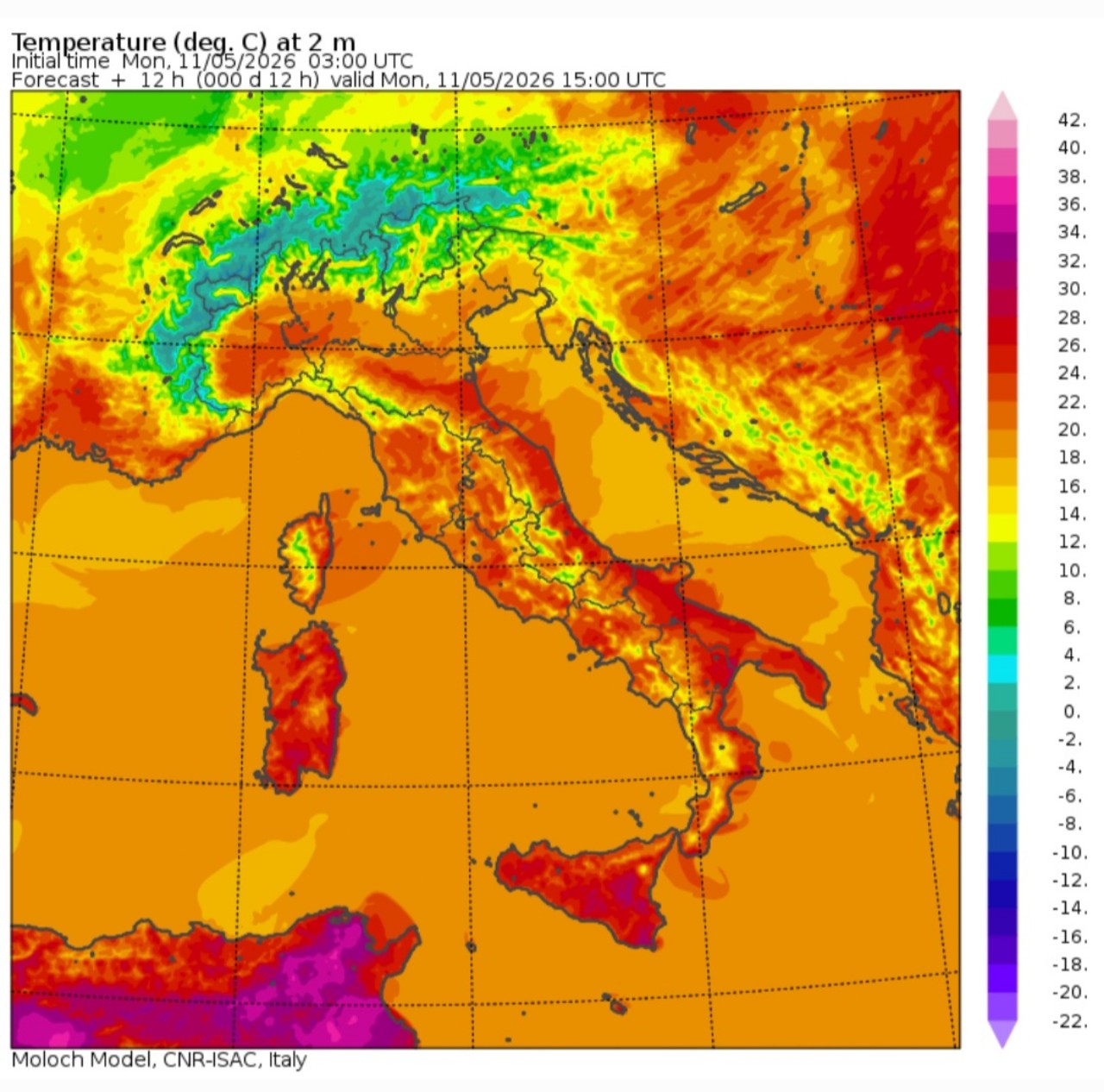 Temperature massime 11 maggio