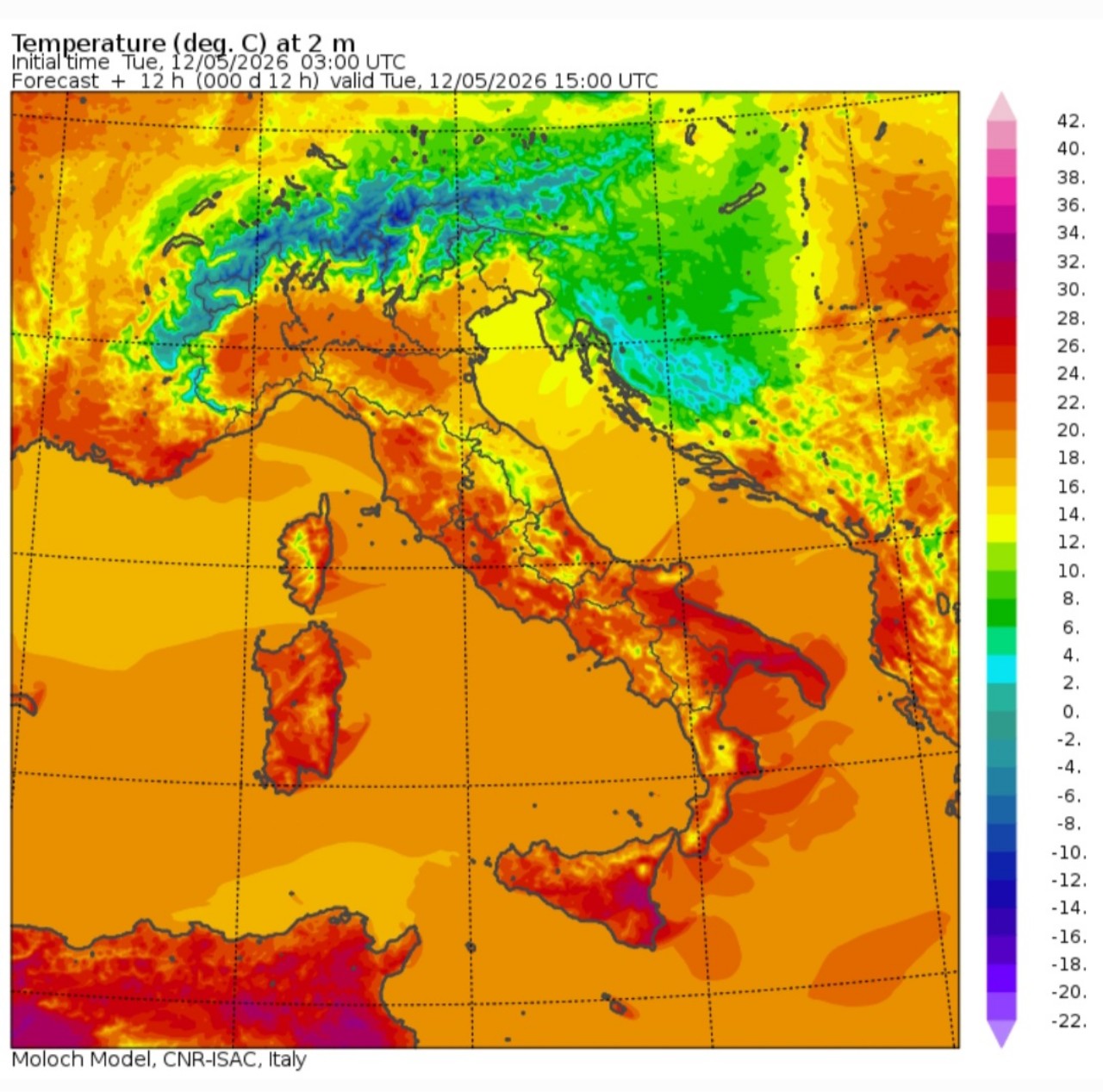 Temperature massime 12 maggio