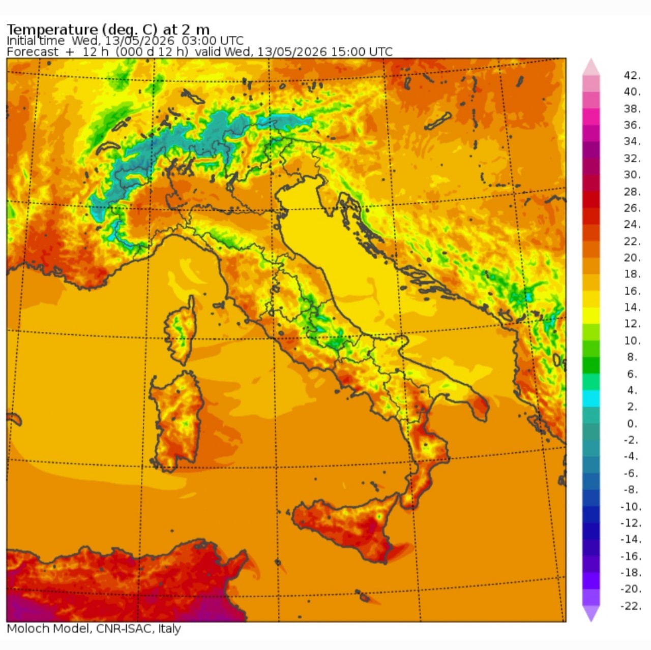 Temperature massime 13 maggio