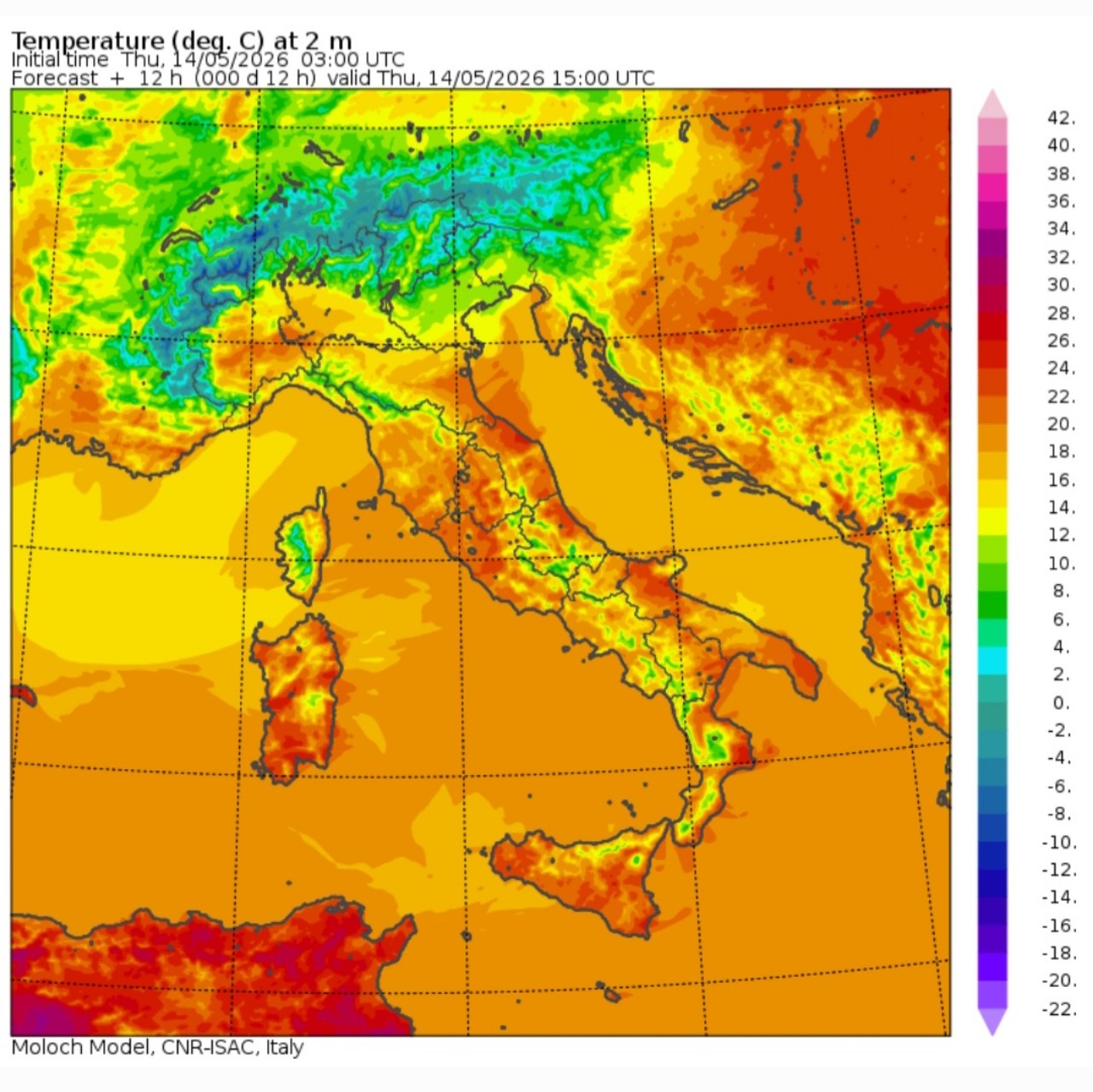 Temperature massime 14 maggio