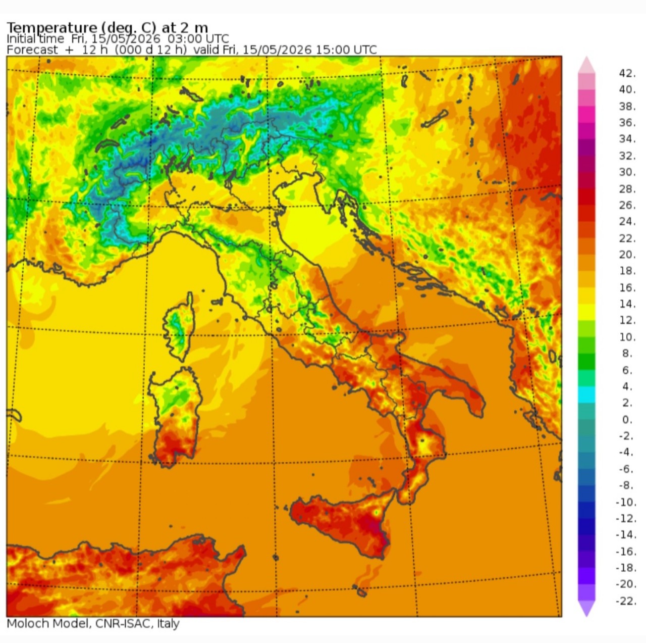 Temperature massime 15 maggio