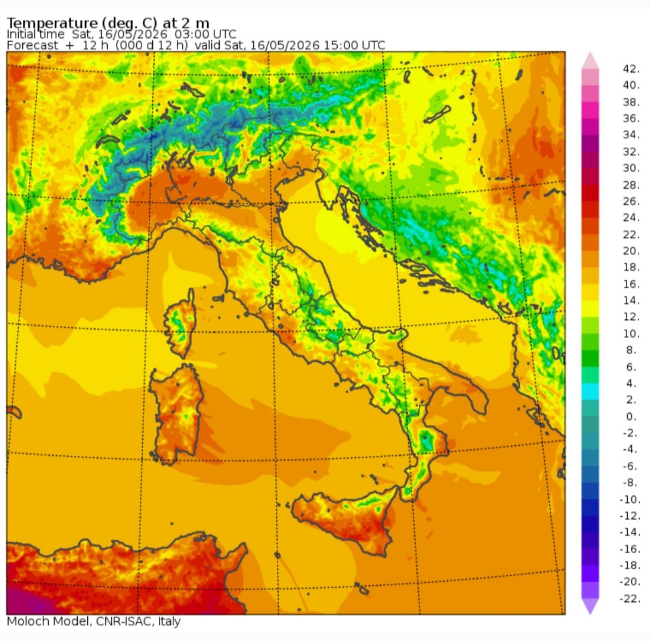 Temperature massime 16 maggio 