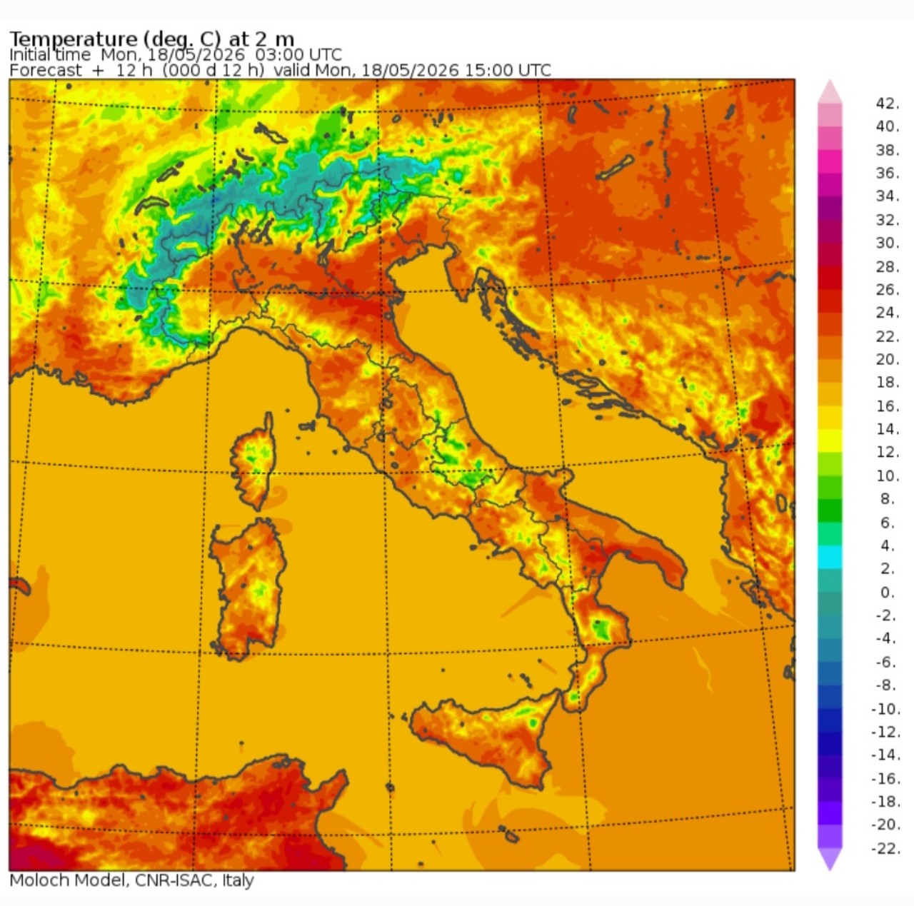 Temperature massime 18 maggio