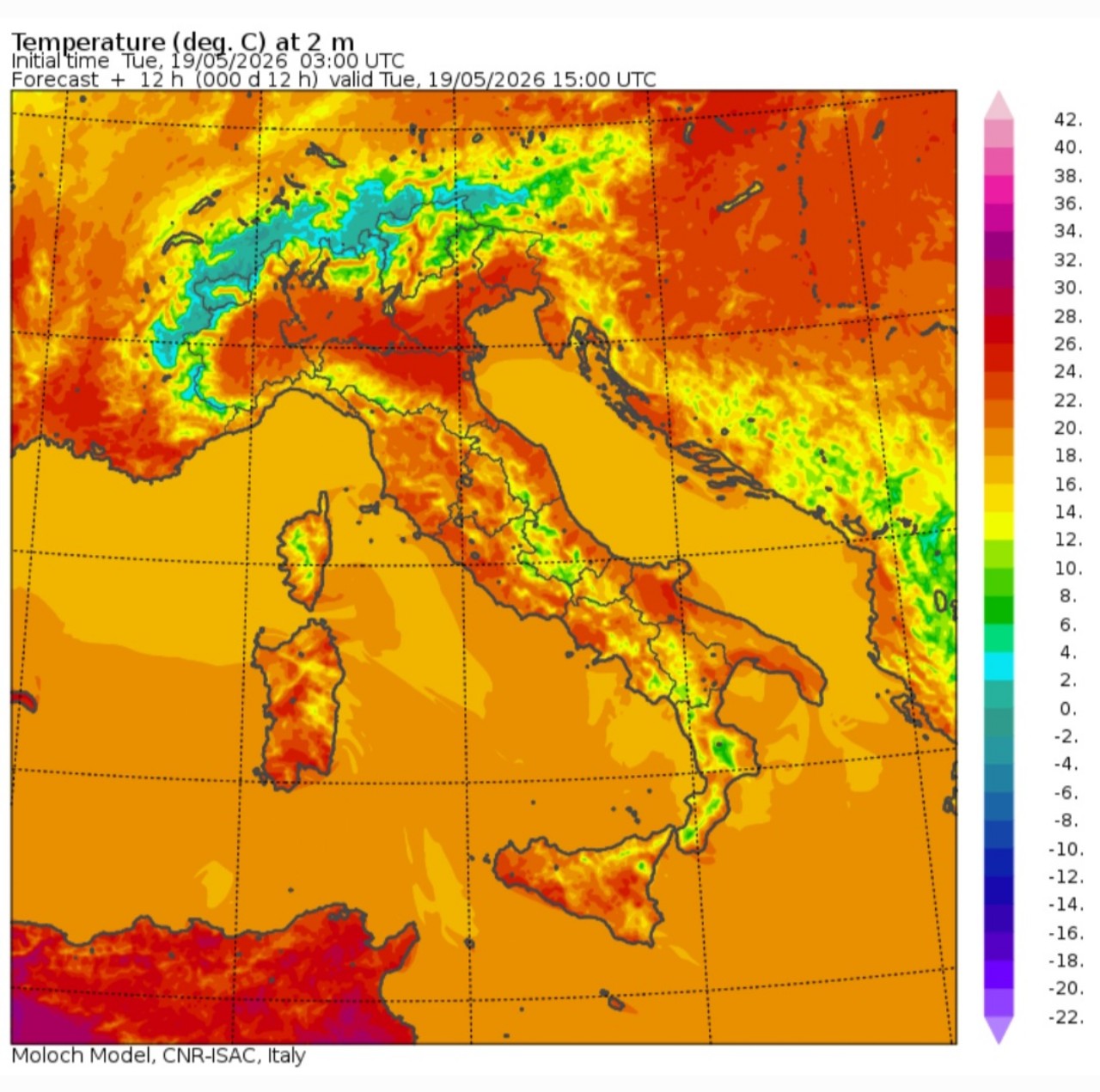 Temperature massime 19 maggio