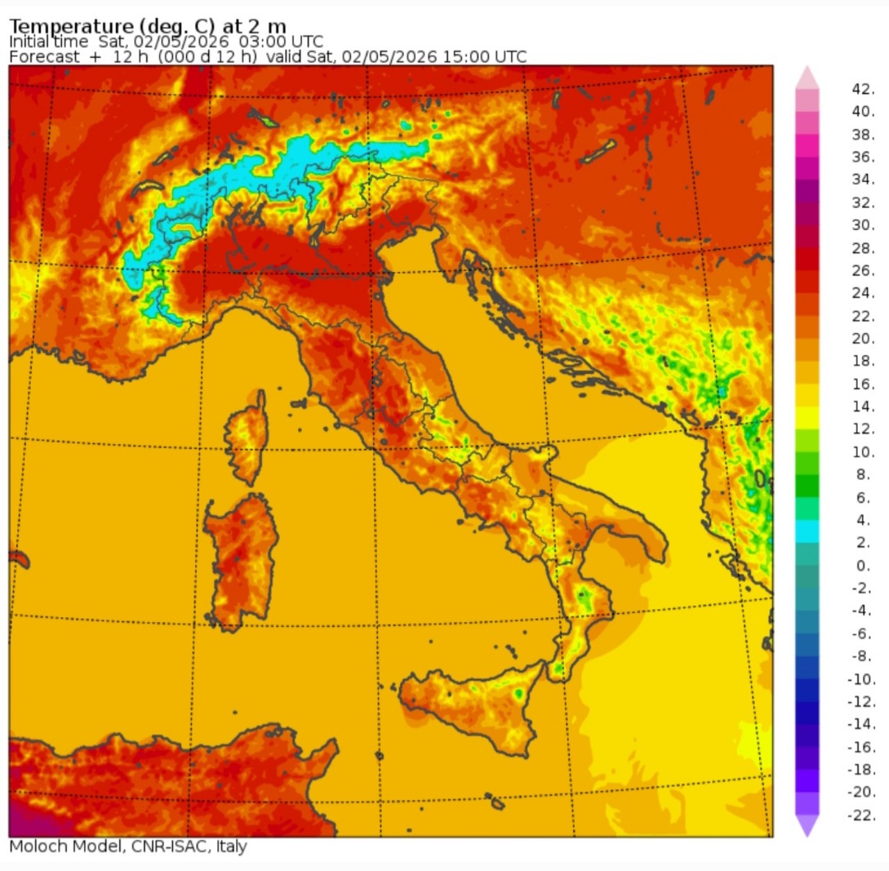 Temperature massime 2 maggio