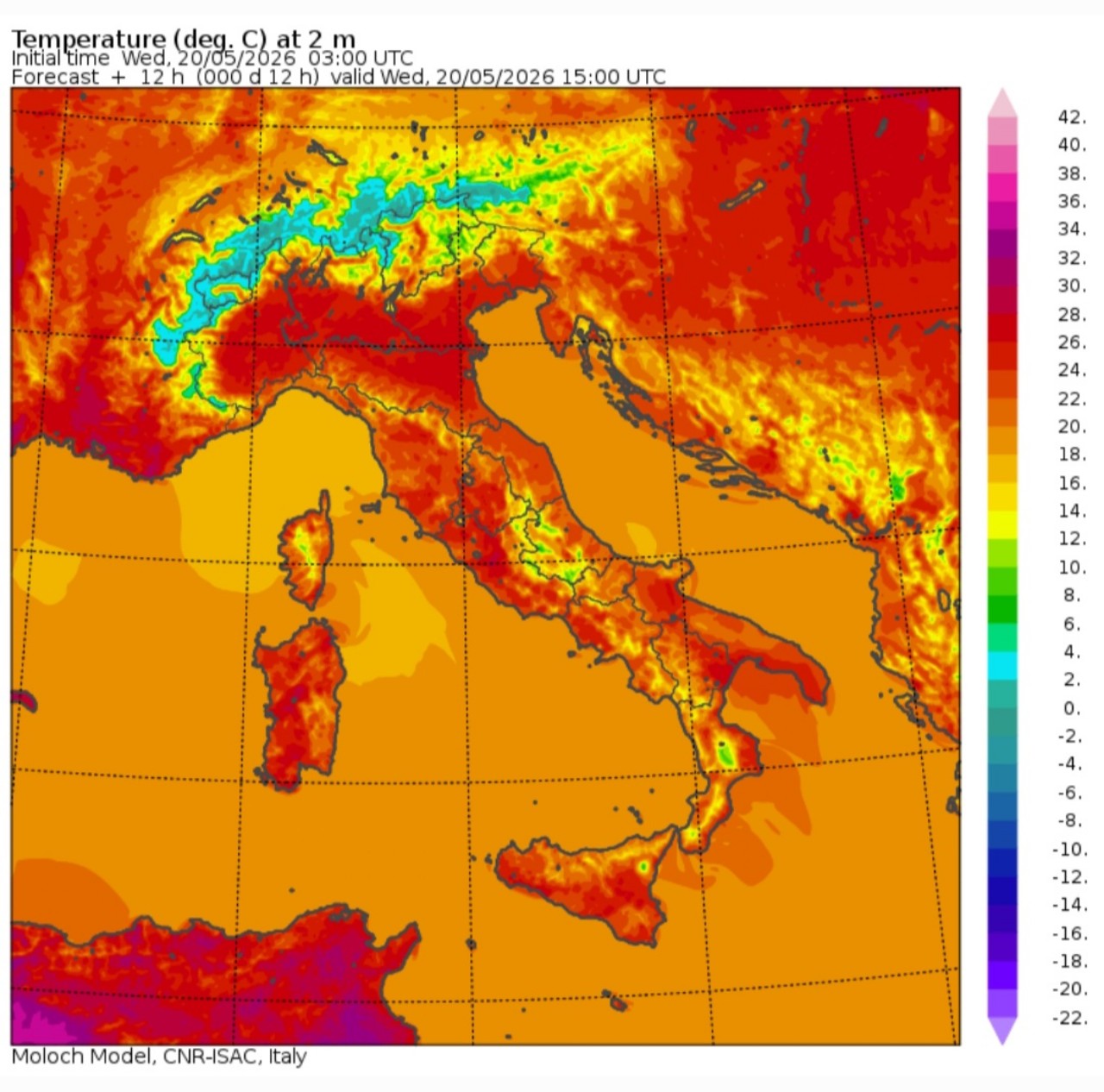 Temperature massime 20 maggio