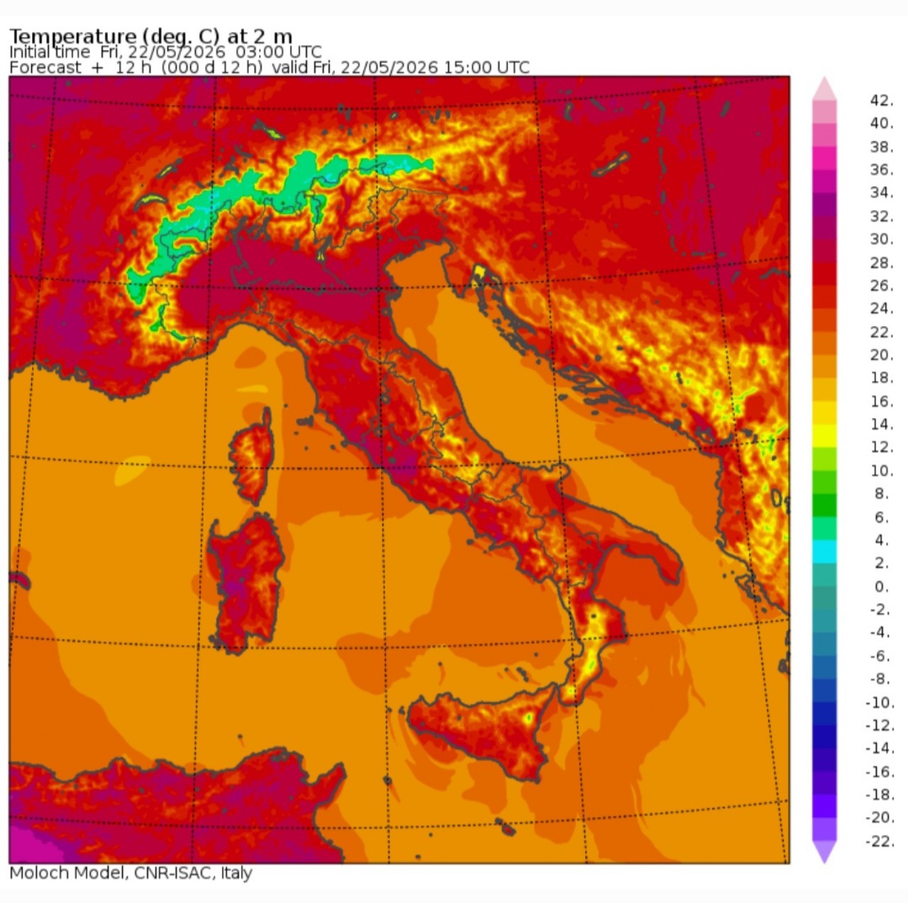 Temperature massime 22 maggio