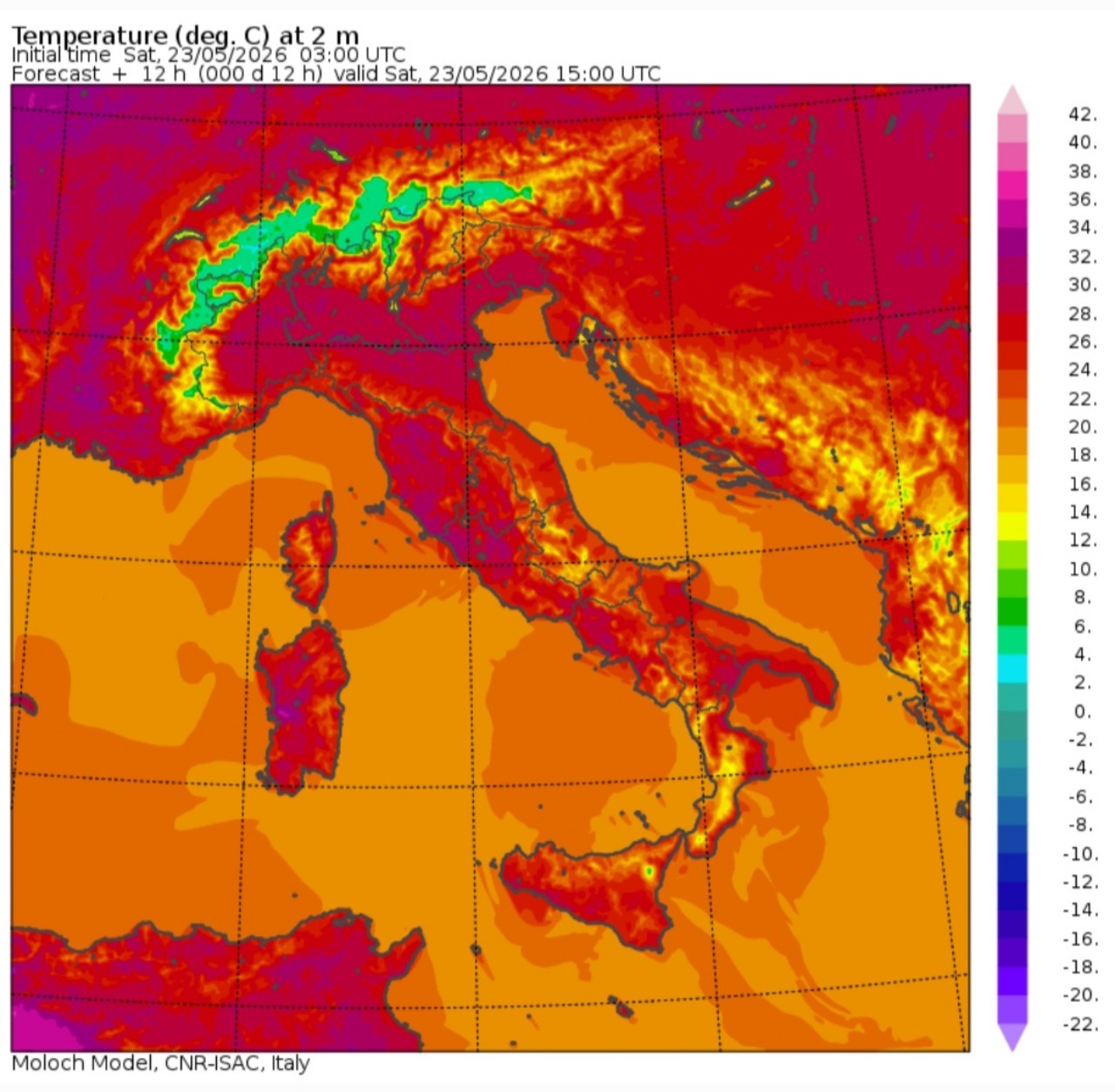 Temperature massime 23 maggio