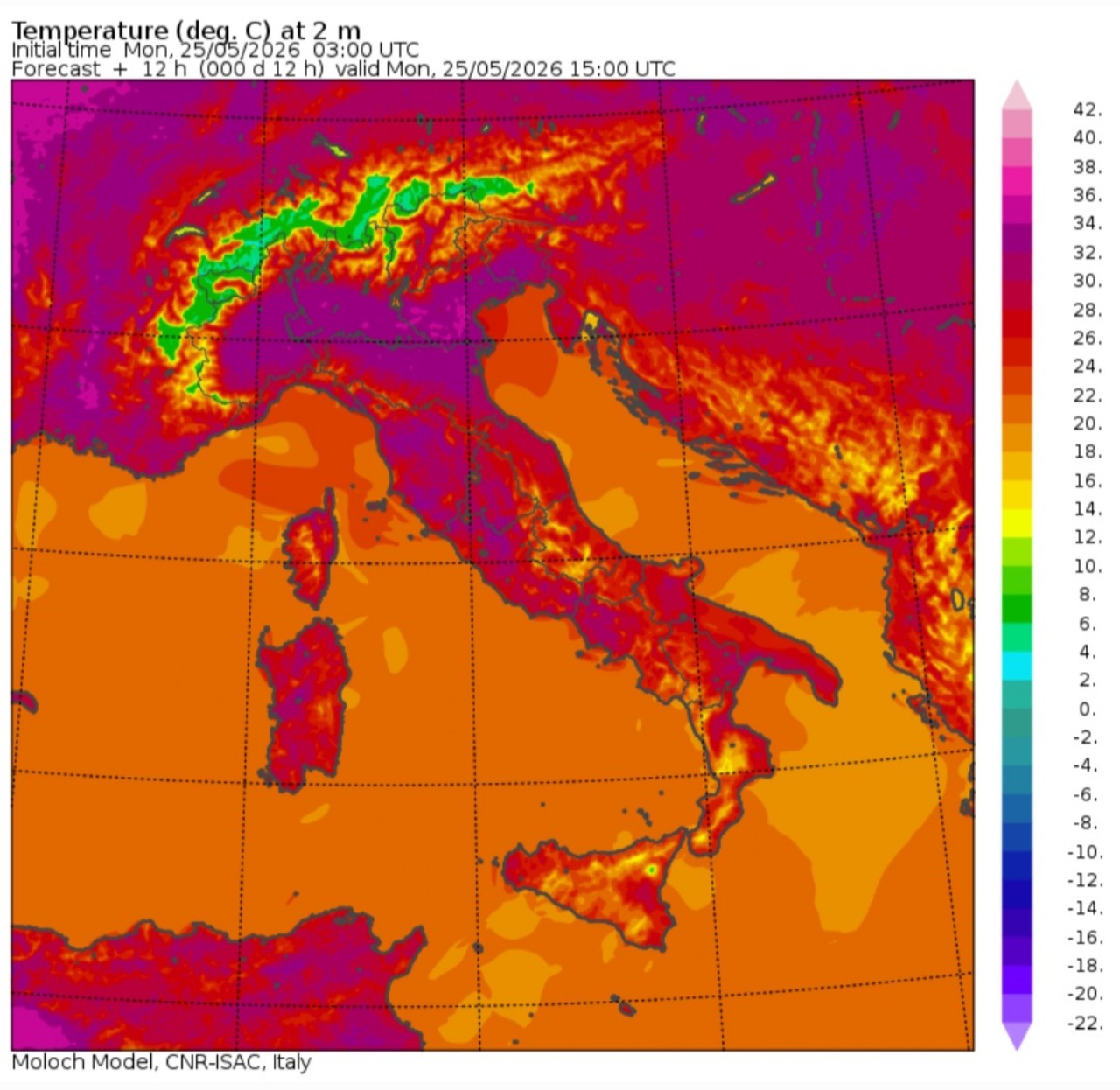 Temperature massime 25 maggio